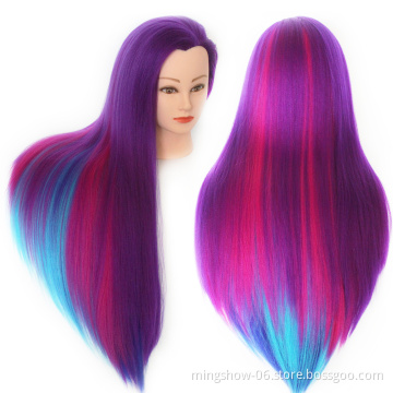 28" 100% High Temperature Fiber Colorful Hair Training Head Nice Hairdressing Doll Heads Mannequin Head To Practice Braiding